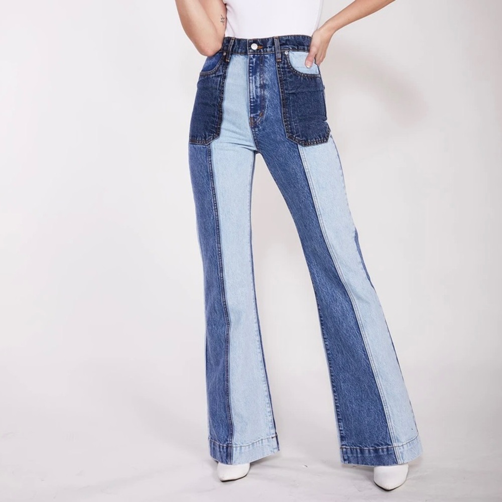 Revice Denim Wide Leg Color Block Jeans